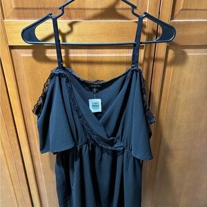 Torrid Black Lace Trim Cold Shoulder Top